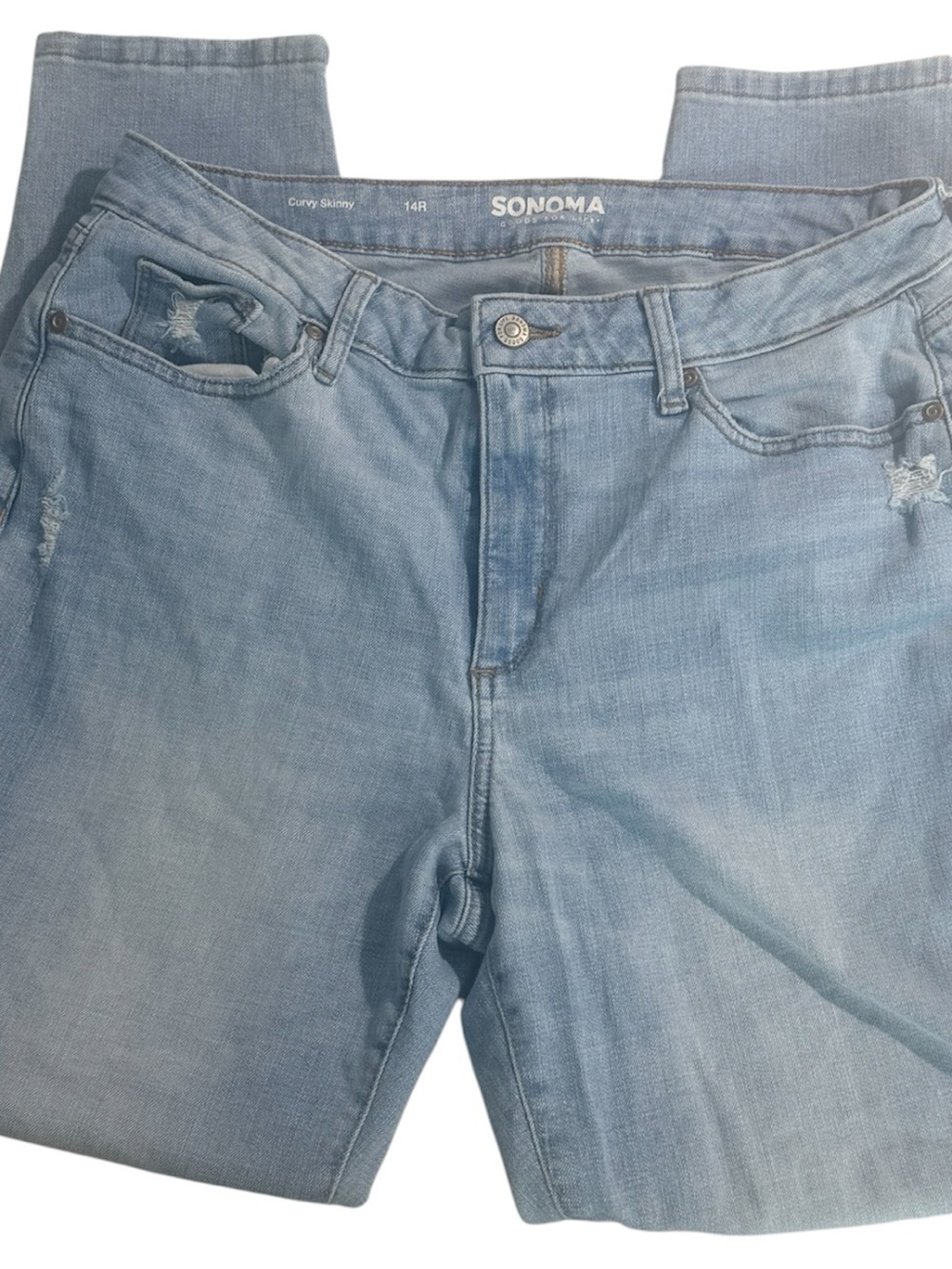 Sonoma Curvy Skinny Jeans Women’s 14R Light Wash Distressed Stretch Denim